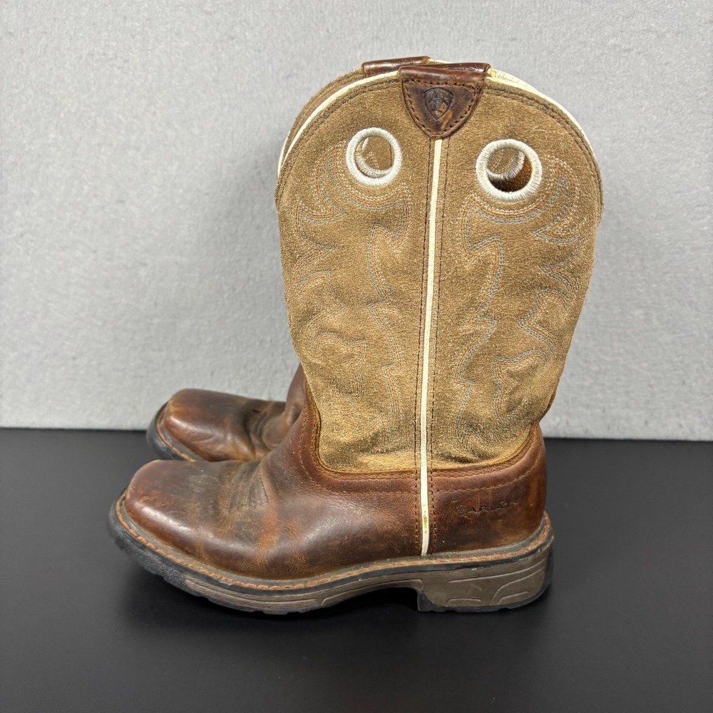 Ariat Workhog Boots Square Toe Unisex Youth Size 2 Cowboy 10008644 Western Brown